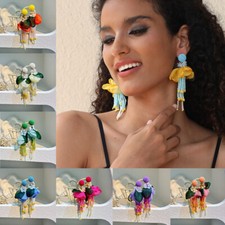 Fashion Bohemian Women Cloth Flower Drop Dangle Earrings Jewelry Ethnic Party