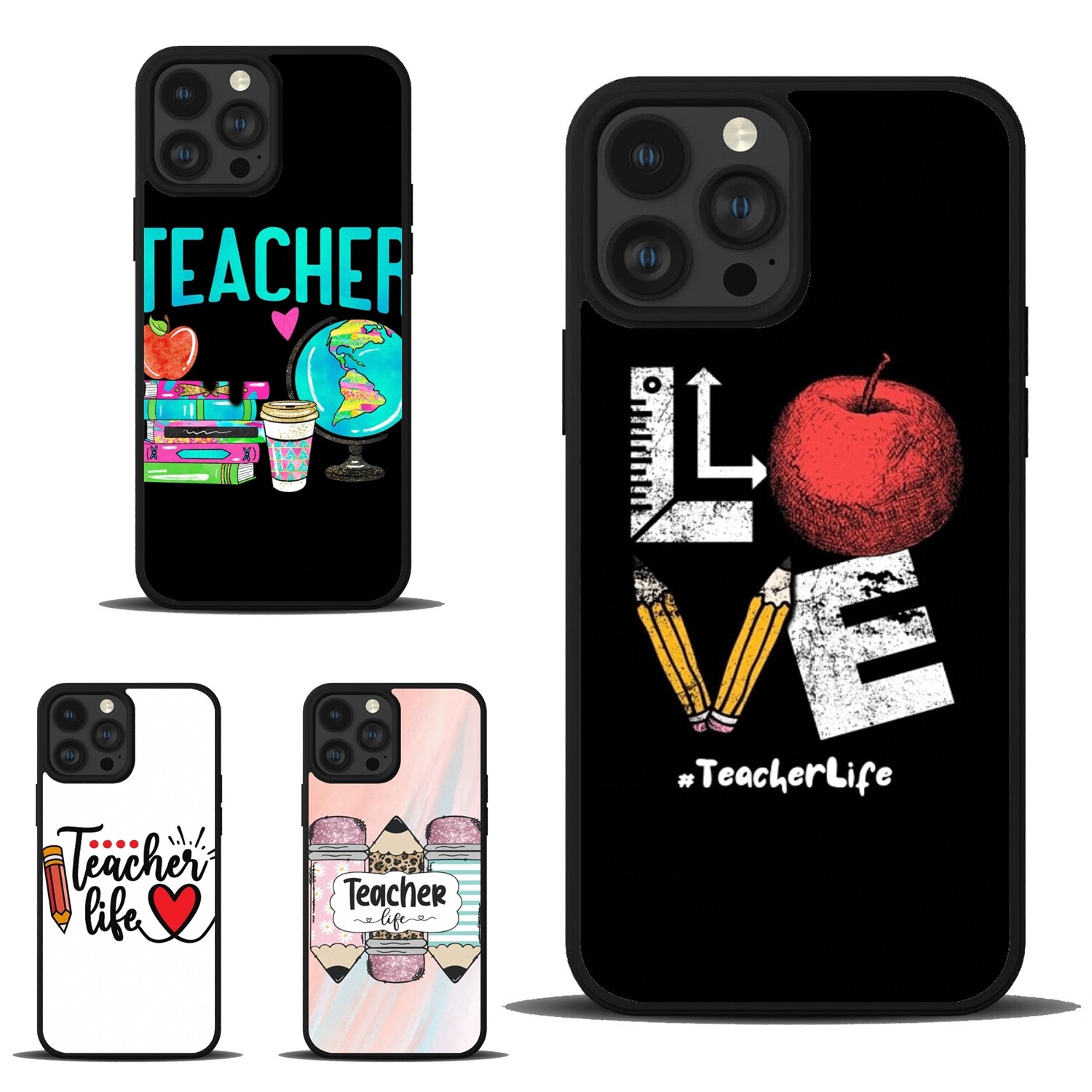 Shockproof Heart Print Plastic Case for iPhone SE4 16E 12 13 14 15 16 Pro Max