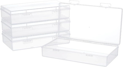 4 Packs 4X7.5X1.6Inch Rectangle Clear PP Plastic Box Containers Bead Storage Org