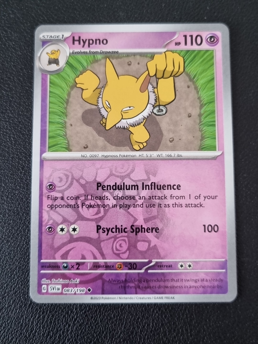 REVERSE HOLO FOIL Pokemon Scarlet Violet Base Hypno 83/198 Card