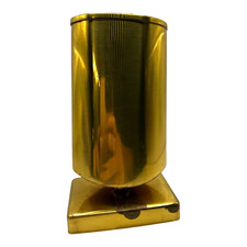 Vintage MCM Brass Eyeglass Holder Desk Stand Pen Pencil Metal Cup 5" tall