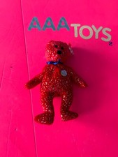 Ty Beanie Baby Bear Decade 10 Year Anniversary Red Silver Stuffed Plush Toy 8  