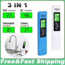 3 in 1 Digital TDS Meter Water Quality Tester Testing Kits for Drinking Water US