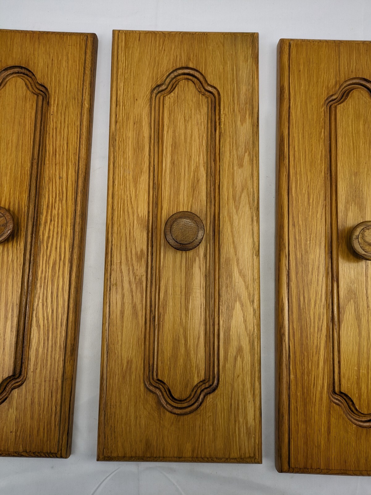 3x SOLID DARK / Golden OAK ARCHED KITCHEN DRAWER FRONT, Replacement