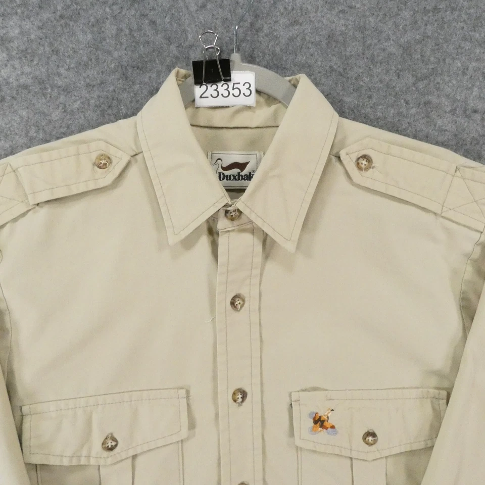 Duxbak Shirt Mens Large Long Sleeve Button Up Tan Safari Hunting Outdoor - Image 2 of 4