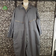 WALLS MASTER MADE MENS COVERALLS 52 REG. GRAY ZIP  SNAP FRONT COTTON POLY BLEND