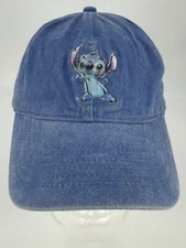 Disney Lilo & Stitch STITCH Cute & Fluffy Blue Embroidered Adjustable Hat Cap OS