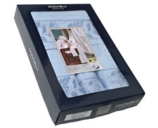 SET 5 ASCIUGAMANI BAGNO *ONDA BLU_ SPUGNA IDROFILA_COTONE 100% FIBRA NATURALE