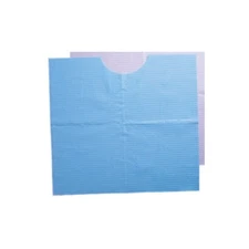 Tidi 917903 Neck Dental Patient Bibs 3-Ply Paper Poly 18" X 22" Blue 400/Pk