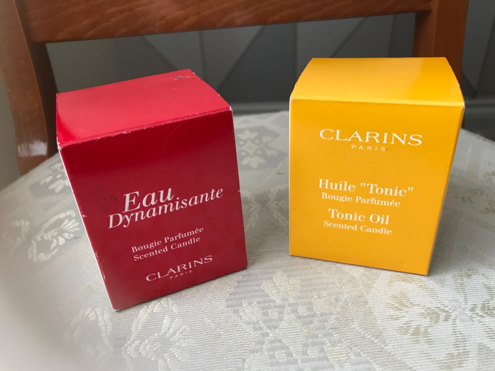 CLARINS TONIC OIL & BOUGIE PARFUME 50G SCENTED CANDLES NEW BOXED eBay