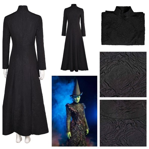 Movie Wicked 2024 Elphaba Witch Cosplay Black Deluxe Dress with Hat Outfits DE - Bild 12 von 29