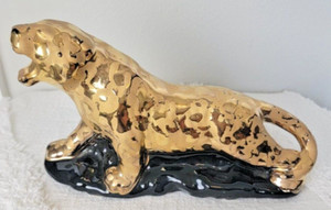 Vintage MCM Weeping Gold Tiger/Panther 24 Carat Gold Planter/Statue/Figurine