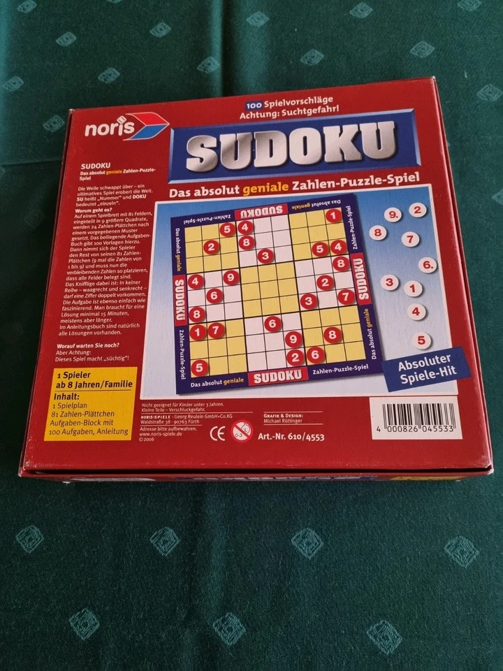 "SUDOKU - Das geniale Zahlen-Puzzle-Spiel" - Noris Brettspiel Legespiel ab 8 - Bild 3 von 4