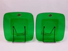2 Vtg Anchor Hocking Glass Forest Green CHARM Salad Plates 8.25" Square NEW TAG
