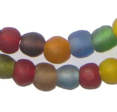 #ad Premium Mixed Recycled Glass Beads 11mm Ghana African Sea Glass Multicolor Round $10.00