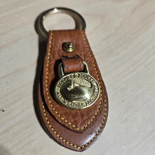 Dooney & Bourke Vintage Leather Duck  Key Ring Fob Tan / Tan Leather Gold