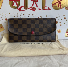 Louis Vuitton Emilie Wallet Damier Ebene with Red Interior