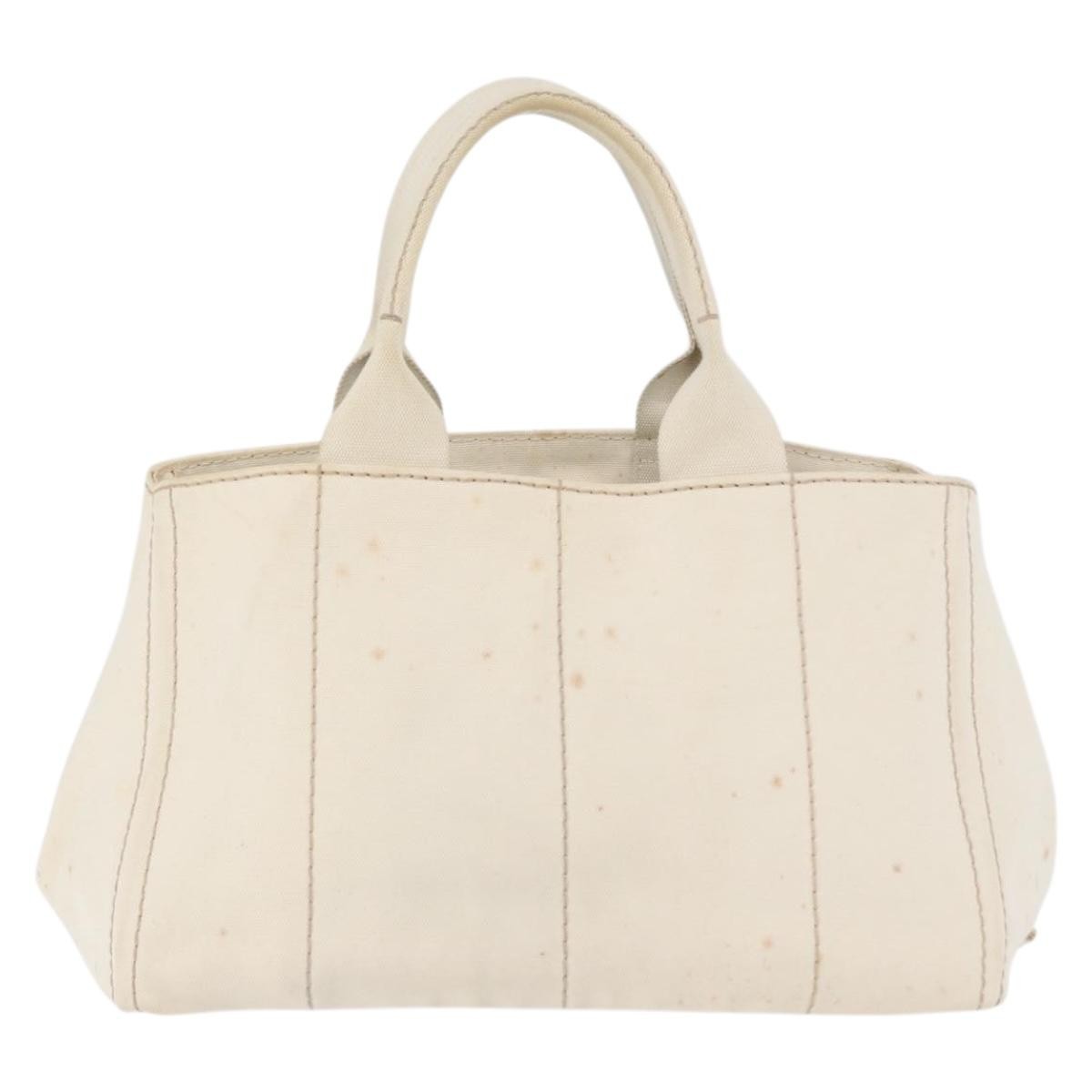 PRADA Canapa MM Hand Bag Denim White Gold Auth BSZ344 | eBay