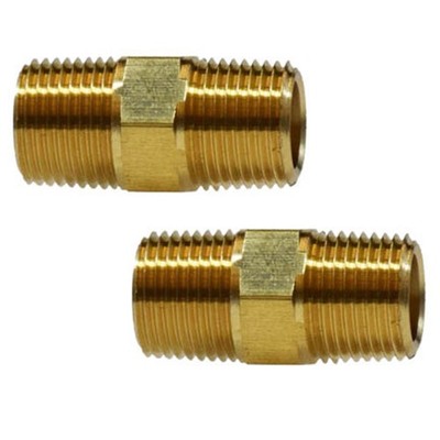 1/2'' Male NPTF Hex Nipple Brass Straight Pipe Fitting 1200 PSI Maximum 2-Pack