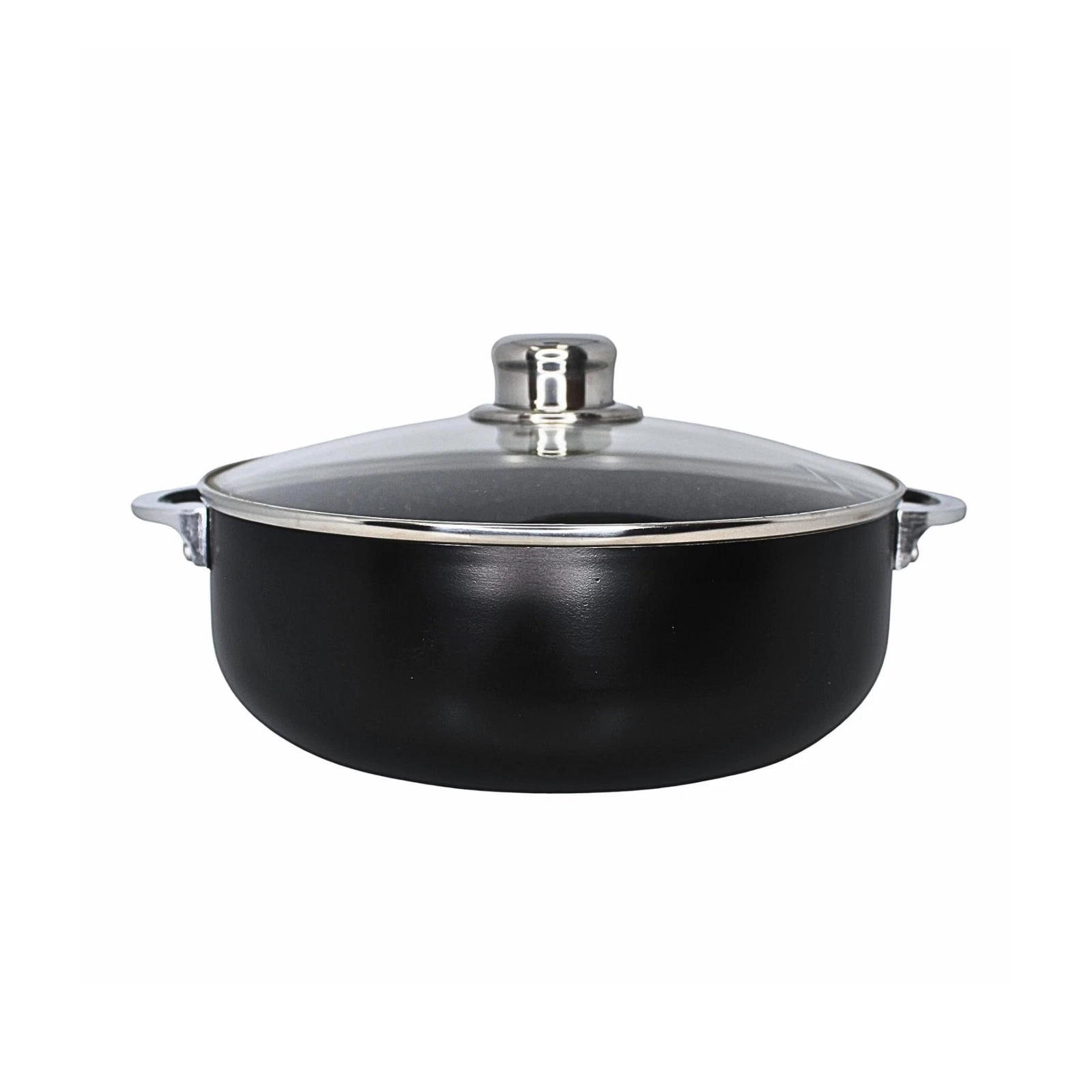 IMUSA 4.4QT BISTRO CERAMIC NONSTICK CALDERO/DUTCH OVEN, GLASS LID - BLACK