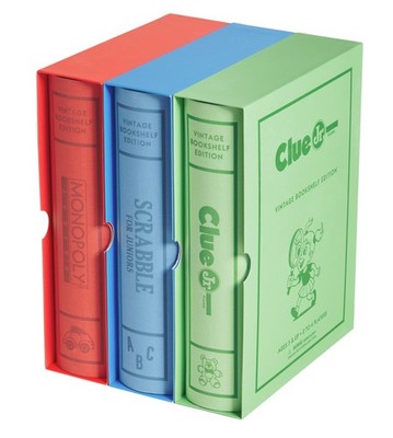 Monopoly Junior, Scrabble for Juniors, and Clue Jr. - Vintage Bookshelf 3-Pack