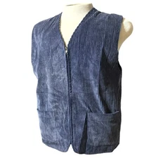 Bruno Made In Italy Corduroy Vest Men’s Blue Western Art Deco 80s Size M Vintage