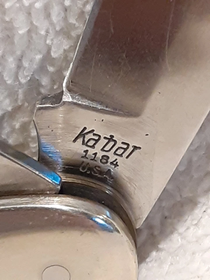 VINTAGE KABAR USA 1184 FOLDING 2-BLADE HUNTING KNIFE W SHEATH - Image 2 of 4