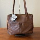 Stone Mountain Classic Brown Pebble Leather Shoulder Tote Bag Purse $105