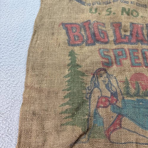 Rare Vintage Big Lake Special Brand Burlap Bag, Les Zimmerman & Sons - Picture 5 of 15