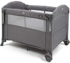 Babylo Deluxe Drop Side Co-Sleeper Bedside Travel Cot, Grey with mattress