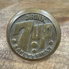 Antique Vtg Rare 1930's Safety First 7up School Street Sidewalk Marker Bronze OS