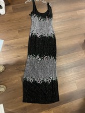 Black Beaded Gown with Flower Design Done In Beads Size 6