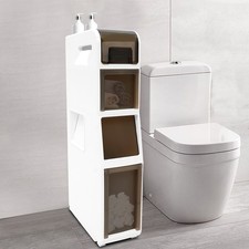 4 Tiers Bathroom Floor Cabinet with Drawers White Bathroom Storage Cabinet