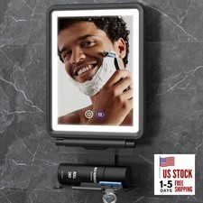 Heated Shower Mirror Fogless for Shaving, 3 Colors Stepless Dimmable Black