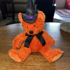 Russ Small Orange Witch Teddy Bear Plush Named Hocus 6"