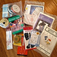 Sewing Quilting Crafting Supplies LOT of Patterns Ribbon Seam Binding Threads