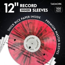 100 PCS 12 Inch Vinyl Record Rice Paper Inner Sleeves AntiStatic Protective
