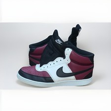 Nike Court Vision Burgundy White Black Leather High Top Lace Up Sneakers NO BOX