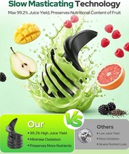 100 oz Cold Press Slow Juicer Machine 6.5" Extra Wide Chute 3-in-1 Smart Touch