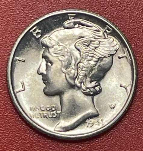1941 S Mercury Silver Dime, Choice to Gem Uncirculated.
