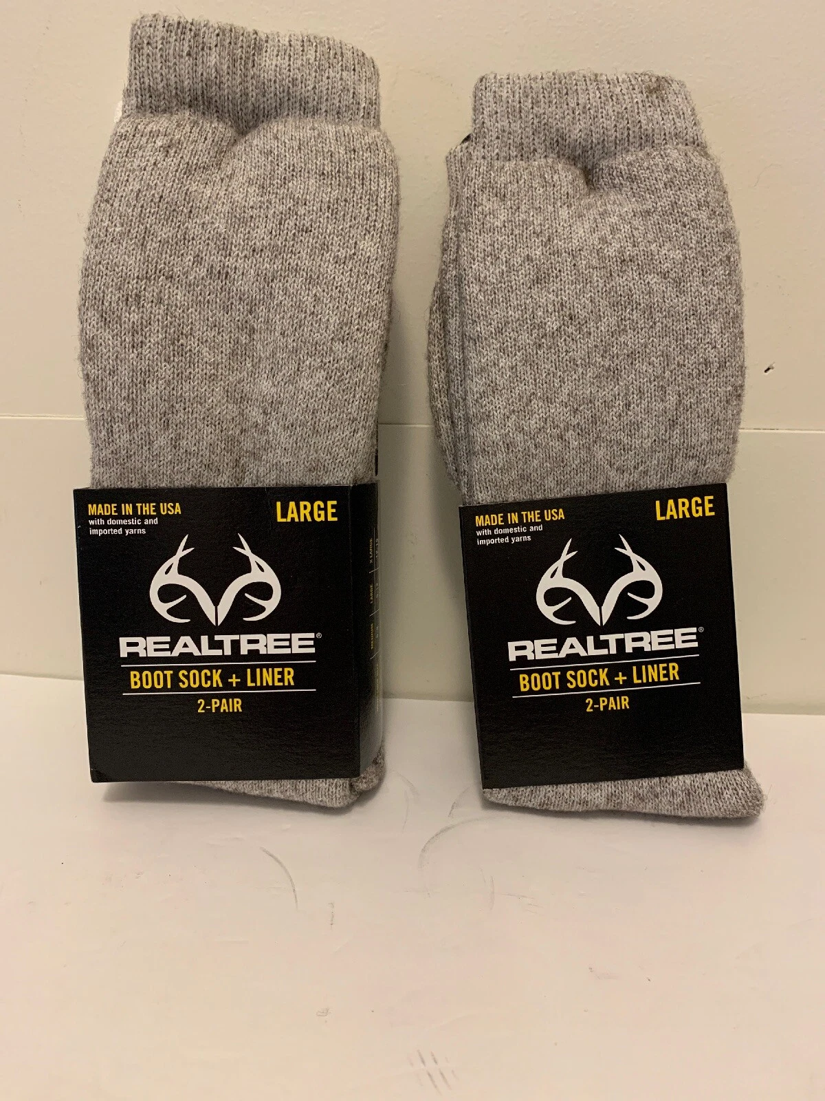 2 Pair Realtree Boot Sock Plus Liner Size Large