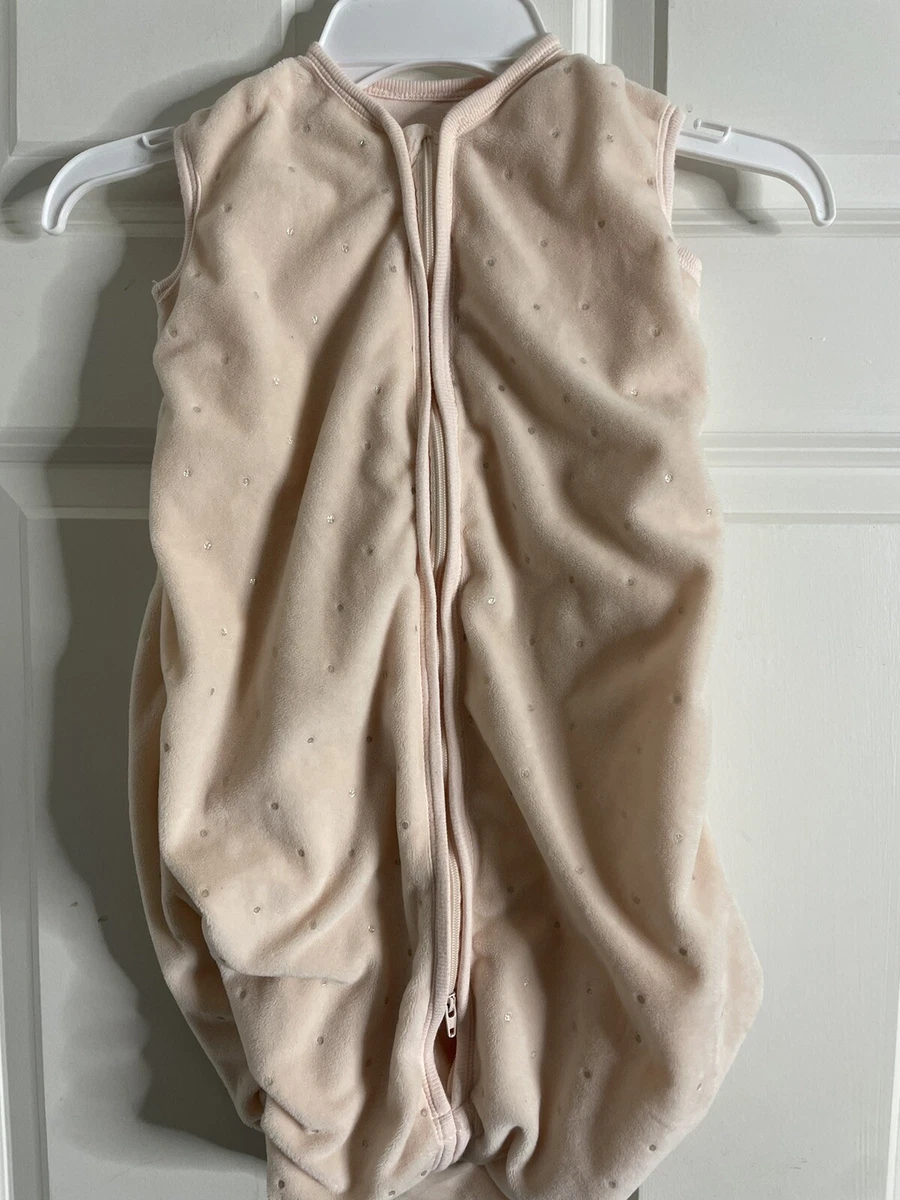 Pottery Barn Kids Sleep Sack Size Small 0 6 mo pale pink velvet cotton lined