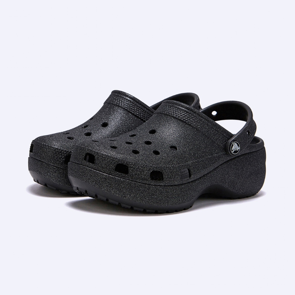 nonページ NEW CROCS WOMENS CLASSIC PLATFORM GLITTER CLOG SHITAKE GOLD
