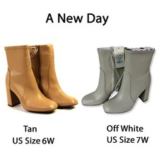 A New Day Women Penelope Stretch Boots W/ Memory Foam Off White/Tan Size 6W, 7W