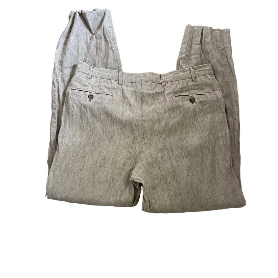 Pantalones de pierna recta de lino con frente plano Zanella para hombre talla 36 beige informales preppy Foto 2 de 4