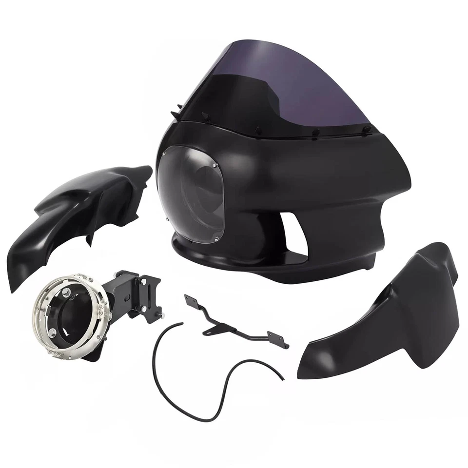 Carenado delantero de deslizamiento ancho para Harley Dyna Low Rider + carenado de patas + montaje de faros Foto 3 de 4