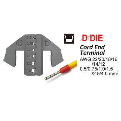 TGR Crimping Tool Die - D Die for Cord End Terminals AWG 20/18/17/16/14/12