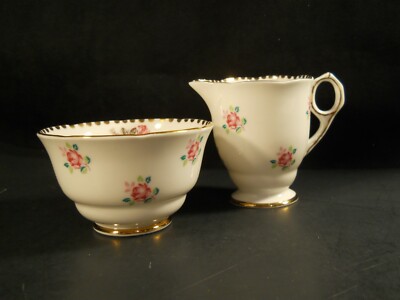 Tudor Rose ~Royal Stafford Bone China Creamer and Open Sugar Bowl Set ~England