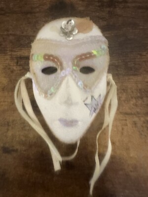 Mardi Gras Mask Hand Painted Decor 4 3/4''