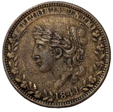 1841 Liberty Head Not One Cent For Tribute Hard Times Token - #B358